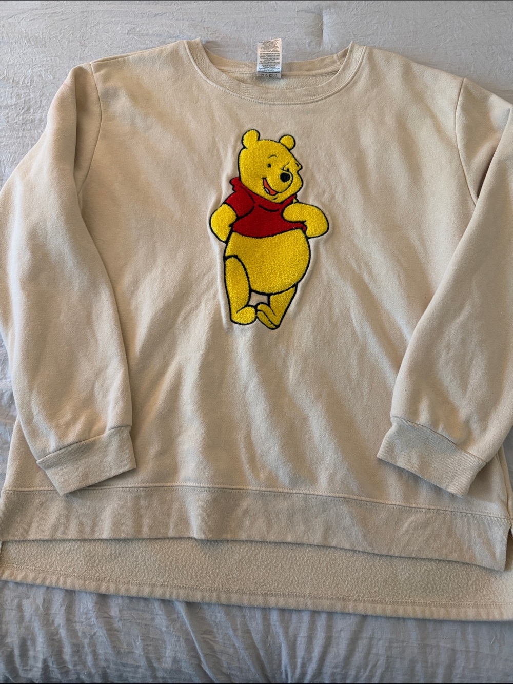 Disney Cream Sweatshirt with Yellow & Red Winnie the Pooh Patch